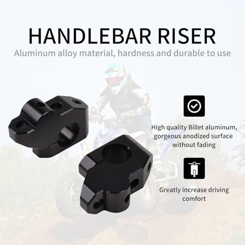 7/8" Universal Handlebar Bar Risers Motorcycle Bar Clamps For Motorbike Pit Dirt Bikes Black Riser Extend, Height 26 mm(1.02"), 20mm (0.79") Backward or Forward, Black
