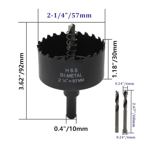 2-1/4" Dia Hole Saw Bi-Metal Hole Cutter for Thin Metal Wood and Plastic Cutting - color: black, size: 2-1/4"