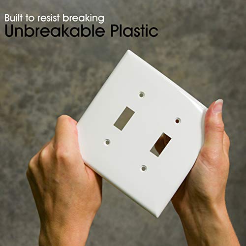 Power Gear Light Switch Wall Plate Cover, Double Toggle Style, White - color: White, style: Oversized
