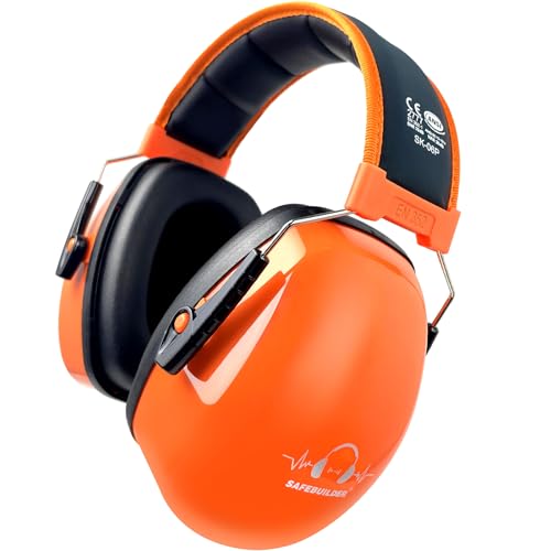SAFEBUILDER Ear Protection Ear muffs Noise Reduction NRR 28dB Adjustable Hearing Protection for Working Mowing SK-06P - color: Orange