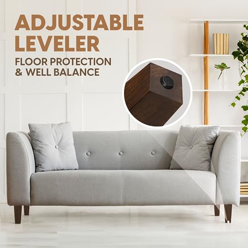 Yes4All 8-Inch Square Black Solid Wood Furniture Legs Set of 4, Heavy Duty 800 lbs Capacity, Adjustable Levelers, Replacement Furniture Legs for Couch, Sofa, Dresser, Ottoman, Chair, and Bed - color: Square Brown, size: 8 inch