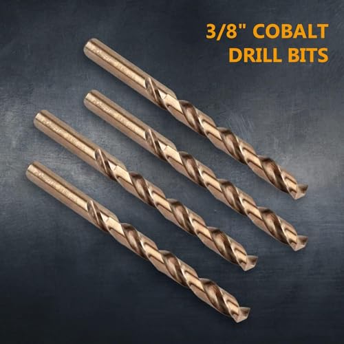 POWERTEC 1/4" & 3/8" Cobalt Drill Bits - 10 Pack - 4" & 5" Length - M35 HSS Jobber Length Twist Bits w/ 135° Tip for Drilling Wood, Metal, Stainless Steel, Nickel Alloy, Cast Iron & Plastic (QDB2101) - style: 10PK 1/4" & 3/8" Cobalt Drill Bits (M35 135°)