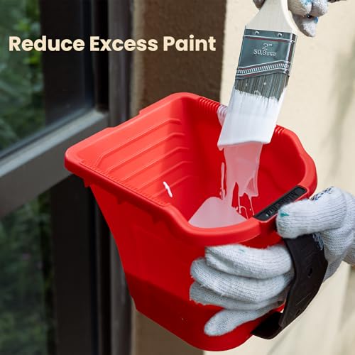 Mister Rui Paint Brushes Paint Cup with Hand Held Paint Bucket Liner & Lid - size: 1PCS, 2" Short, Red Paint Cup