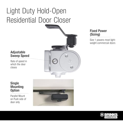 Light Duty Residential Hold Open Door Closer, ADA, Matte Black (Matte Black) - color: Matte Black