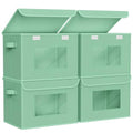 Univivi Fabric Foldable Storage Bins with Lids, 4 Pack, Green - color: Green