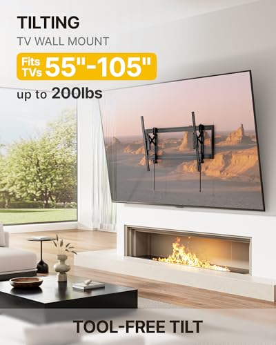 monTEK Heavy Duty Tilting TV Wall Mount for 55–105" Large TVs up to 200lbs - size: 55"-105" TV