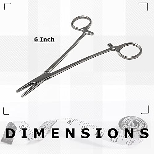 Mayo Hegar Needle Holder Driver with Cross Serrated Jaws Made of Stainless Steel Comes in Multi Position Locking Mechanism Clamping Pliers (6 Inch) - size: 6 Inch
