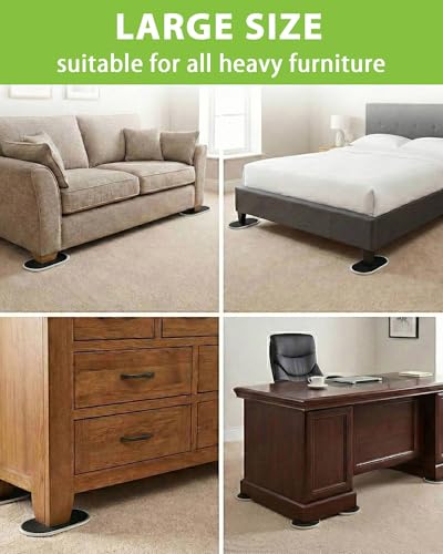 12 Pack Furniture Sliders for Carpet, 6 x 3.5 Inch Large Reusable Heavy Duty Movers, Moving Pads for Couch, Bed, Dresser, Table, Gliders for Furniture on Carpet and Hardwood Floors (Beige, 6 x 3.5)