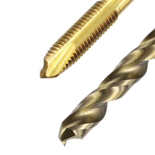 uxcell Metric Tap & Drill Bit Set, 2pcs M5 x 0.8 Spiral Point Thread Taps Titanium Coated and 2pcs 4.2mm Twist Drill Bits Roasted Yellow, Screw Tapping Threading Tools - size: M5 x 0.8 + 4.2mm