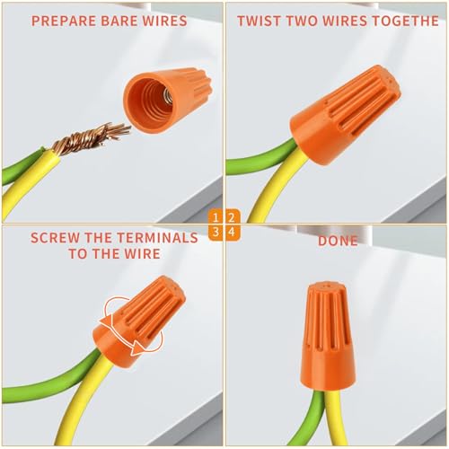 600 Pcs Orange Wire Connectors Nuts, Electrical Wire Caps Insulated - color: Orange-600PCS