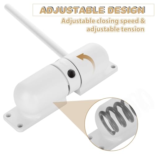 2PCS Automatic Door Closer for Home, Heavy Duty Zinc Alloy Auto Door Closer with Spring Tension, Self-Closing Safety Hardware for Interior Doors, White (2-Pack)