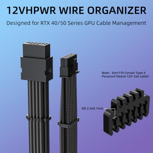 Sirlyr Black 24-PCS PSU Cable Combs Kit,24/12VHPWR/8Pin,3.5mm - color: Black