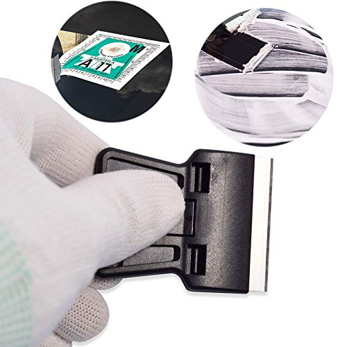 Portable 1.5inch Mini Metal Razor Scraper with 10 Carbon Razor Blades, Putty Knife Set Removing Glue, Stain, Vinyl, Labels, Stickers, Decals, Pack of 2