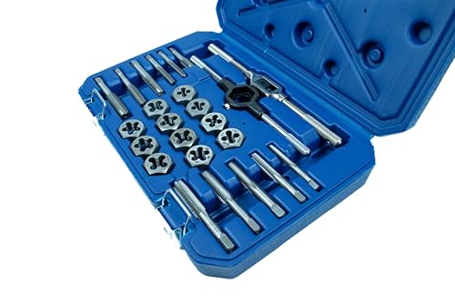 Century Drill & Tool 98904 Fractional Tap & Die Set, 24 Piece | external thread cutting, thread restoration - size: 24-Piece
