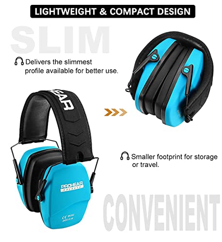 PROHEAR 016 NRR 26dB Shooting Ear Protection, Slim Passive Earmuffs - color: Blue