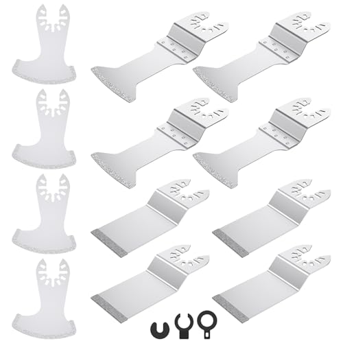 12PCS Diamond Oscillating Multi Tool Grout Removal Blades with 2 Adapters Multifunctional Grout Remover Blades Kit for Oscillating Tool(Mixed Set) - style: 12PCS Mixed Set