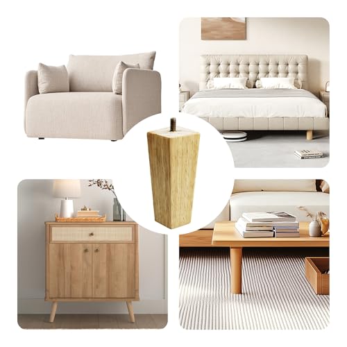 4PCS 5 Inch Solid Wood Furniture Legs, Square Wooden Sofa Couch Feet Leg Replacement for Desk Cabinet Bench Dresser Chair Bookcase Risers Parts, Log Stain - size: 5 Inch