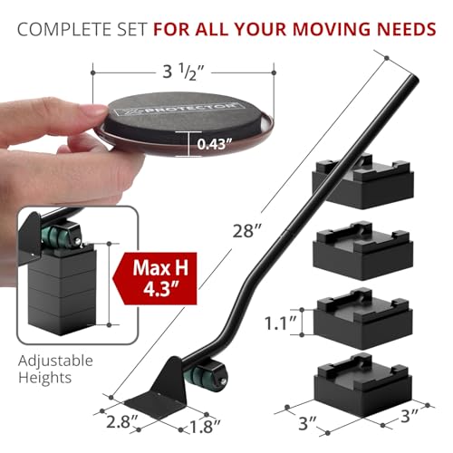 X-Protector Furniture Sliders for Carpet & Furniture Lifter Tool Set - size: Lifter + 4 PCS 3.5", For Carpet