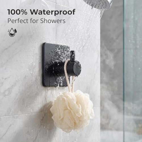 Fotosnow No Drill Black Adhesive Towel Hooks 15lbs Stick on Hooks - color: Black-6 Pack