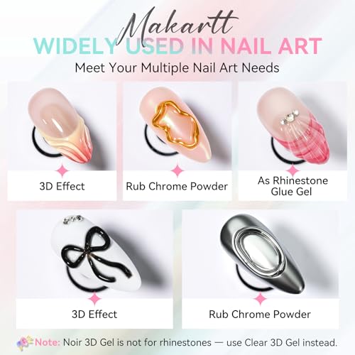 Makartt 3D Nail Gel, 2 Pcs Clear & Noir Sculting Gel for DIY Nail Designs - color: A13-Clear&Noir