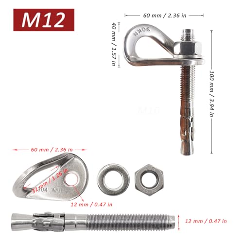 4 Pcs 304 Stainless Steel Climbing Anchor Bolt 1/2"