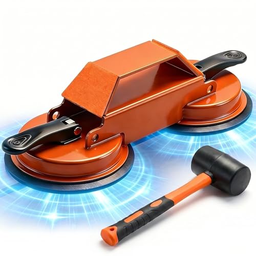 Floor Gap Fixer Tool Heavy Duty Repair Kit 45° Striking Surface Dual Suction Cup with Rubber Mallet for Laminate Vinyl SPC Flooring