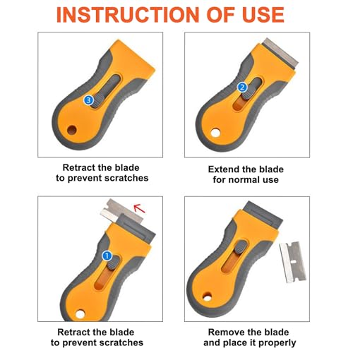 Razor Blade Scraper 2 Pack with 20 Replacement Blades,Glass Scraper Tool