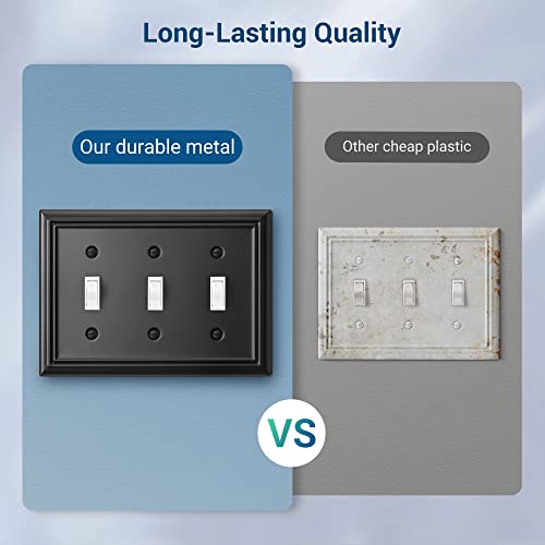 DEWENWILS Triple Toggle Wallplates, Black Light Switch Covers - color: Black, size: 2 Toggle 2PK