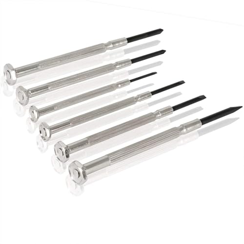 6PCS Mini Screwdriver Set, Small Professional Repair Tool Kit with 6 Different Size Flathead and Phillips Screwdrivers, Precision Screwdriver Sets for Jewelry, Watch, iPhone, Eyeglass Repair - style: 6PCS