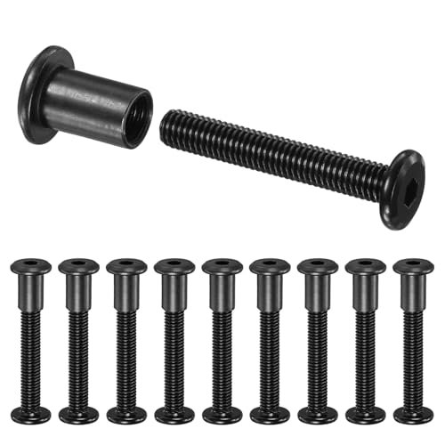 M METERXITY 10-Pack Hex Drive Socket Cap Bolt, M8 x 50mm Carbon Steel Furniture Connector Bolts Barrel Nuts for Furniture Assembly/Cabinet/DIY Binding Post Screws Rivet Fasteners [Black] - size: M8 x 50mm