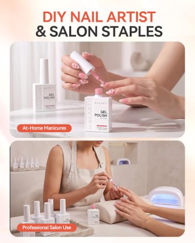 Makartt Jelly Nude Pink Gel Nail Polish Set 15ML: 6 Sheer Jelly Colors - color: Everyday Pink Glow