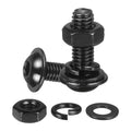 M METERXITY 10 Set M6 x 18mm Flanged Button Head Socket Cap Screws, Black 304 Stainless Steel 18-8 Hex Socket Head Screws Bolts, Nuts, Flat & Lock Washers for DIY, Furniture, Automotive - size: M6 x 18mm
