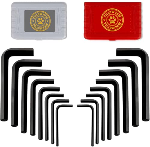 Yellow Paw Jumbo Allen Wrench Set (16 Pack - Extra Large Hex Key Set) Metric & Standard Sizes - size: SAE & Metric Set - 16 Pack