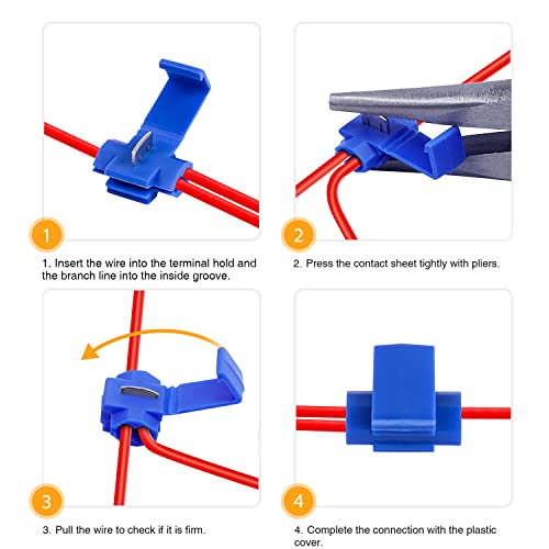 Nilight 100PCS Quick Splice Snap Wire Electrical Terminals T-Tap Connector - color: 100Pcs Snap Wire Connector