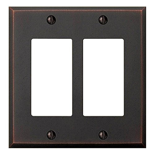 AMERELLE 68RRDB Manhattan Double Rocker Cast Metal Wallplate in Aged Bronze, 2 Rocker - size: 2 Rocker
