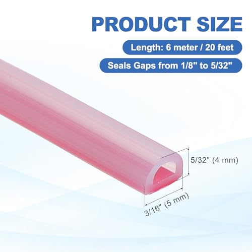uxcell Weather Stripping Door Seal, 20 ft Self-Adhesive D-Shape Seal Strip Silicone Insulation Window Gap Filler for Door Frame Sealing Gap (3/16" W x 5/32" T, Clear) - size: 20 ft x 3/16" x 5/32"