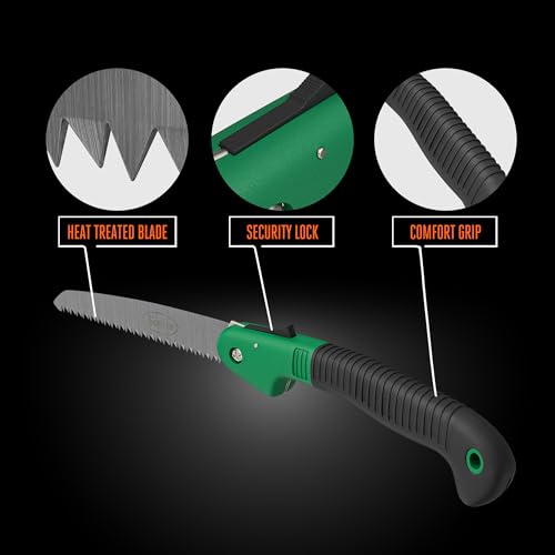 Scotts 7.5 in. Folding Hand Saw – Compact Pruning Saw with Sharp Steel Blade and Non-Slip Handle for Cutting Branches, Shrubs, and Small Trees – Folding Design for Safe Storage - style: Folding Saw