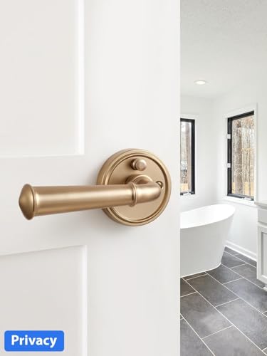 Door Handle Champagne Bronze Privacy Door Door Lever, 1 Pack - color: Champagne Bronze