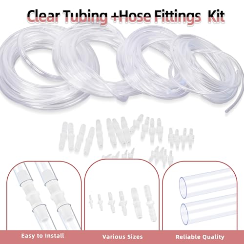 Hilitchi No.1 Clear Tubing Assortment with Hose Barb Fittings Kit Flexible Plastic Tube Hose Set For Home Repair Water Oil Transfer Aquarium - style: No.1