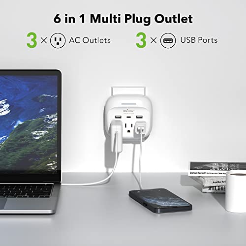 BN-LINK Multi Plug Outlet Extender 2 Pack, 3 Wall Outlets Outlet Splitter with 3 USB Ports(1 USB C), Charging Adapter for Dorm, School, Travel, Office, Home - size: 2pack-3 Outlets(USB)