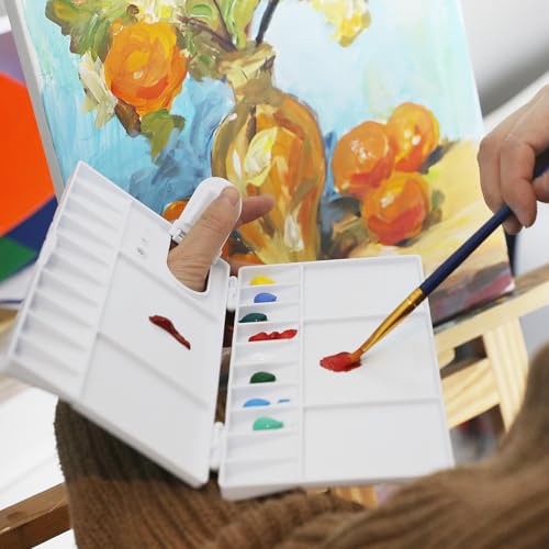 5 Pack Watercolor Palette, Halobios Paint Palette with 20-Well and 5 Mixing Areas, Folding Paint Tray with Lid, Plastic Painting Palette for Children Beginners Artists - size: 5 PACK