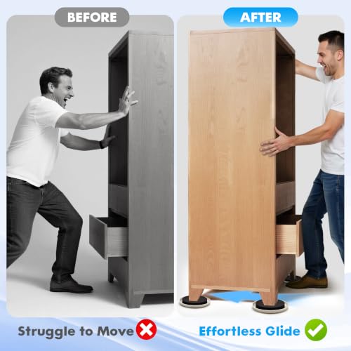 8-Pack Furniture Movers Sliders for Carpet & Hardwood Floors, Save 80% Effort Safely and Easily, The Glide Tool Set for Heavy Furniture and Appliances, Reusable Moving Pads (8 Plastic 4.75" Sliders) - size: 8 Plastic 4.75" Sliders