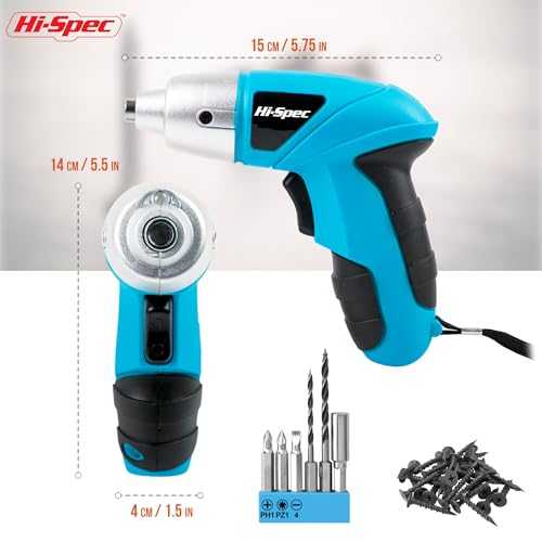 Hi-Spec 3.6V USB Electric Screwdriver for Home Repairs and Assembly, Blue - color: Blue