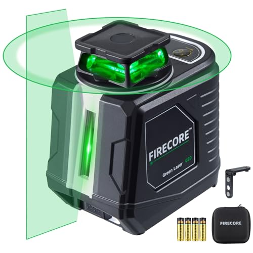 Firecore Laser Level 360 Self Leveling, 82 Ft Green 360° Cross Line Laser, 3 Brightness Adjustment, Pulse Mode, Magnetic Bracket, Carrying Pouch, for Picture Hanging Shelves Cabinets Home DIY Project - style: 360° Cross Line Laser