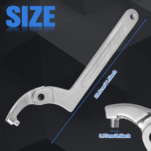 Adjustable C Spanner Hook Wrench Tool Round Head, 2-4 3/4 Inch (51-121mm) Capacity, Heavy Duty Pin Spanner Nut Wrench Tool for Hydraulic Cylinder, Coilover Suspension and Bearings, CR-V - size: 2-4 3/4"(51-121mm)