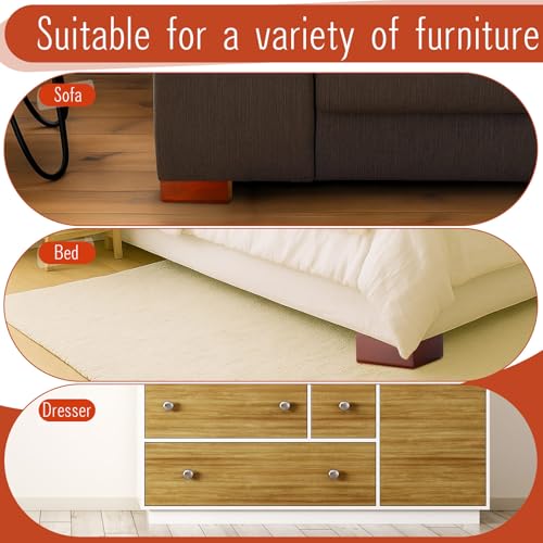 Geelin 4 Pack Wooden Furniture Risers 3 Inch High L‑Shaped Bed Risers with Metal Screws and Anti-Slip Pads Furniture Legs Couch Legs Replacement Sofa Feet for Coffee Table Bed Dresser (Brown) - color: Brown, size: 3 Inch