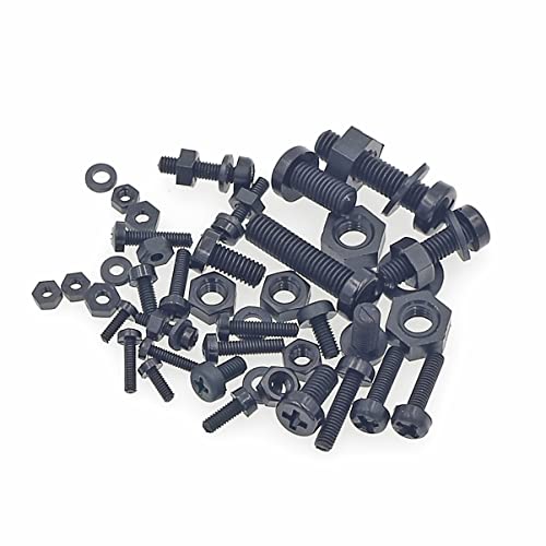 540PCS Metric M2 M2.5 M3 M4 M5 Nylon Phillips Pan Head Screws Hex Nuts Flat washers Assortment Kit(Black) - size: M2, M2.5, M3, M4, M5