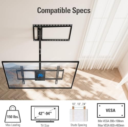 Mounting Dream Long Arm TV Wall Mount Full Motion TV Mount for 42-94" TVs - size: For 42" to 94" TVs, 24" Studs