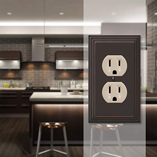 AMERELLE 84DVB Steps Single Duplex Cast Metal Wallplate in Aged Bronze - color: Aged Bronze, size: 1 Duplex