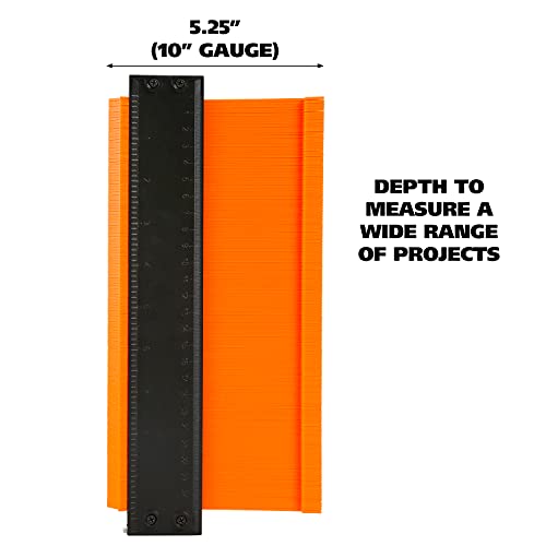 GreatNeck 10" Contour Gauge, Contour Gauge Tool with Lock, Adjust Tightness with Included Hex Key Wrench, ABS Plastic and Rustproof Metal, Dual Measurement on Both Sides - size: 10 inch